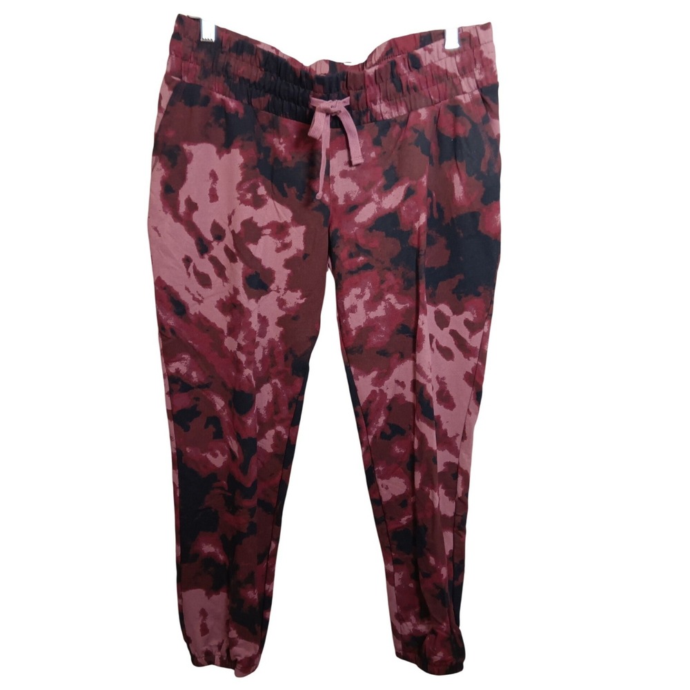 Isabel Maternity Tie Waist Jogger Pants Burgundy Tie Dye Size‎ S